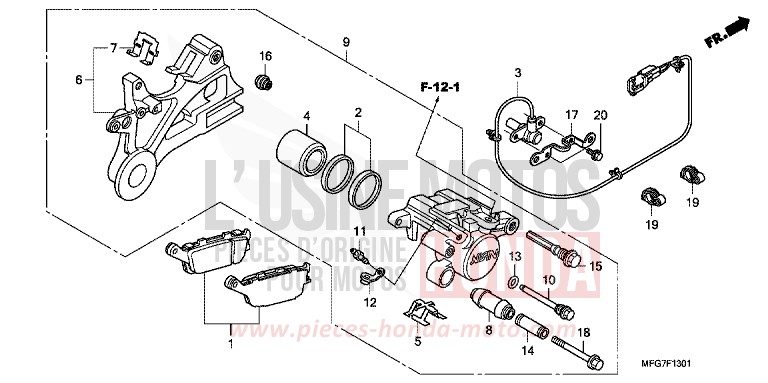 HINTERRAD-BREMSSATTEL (CB600FA/FA3) von Hornet ABS CANDY XENON BLUE (PB324) von 2007
